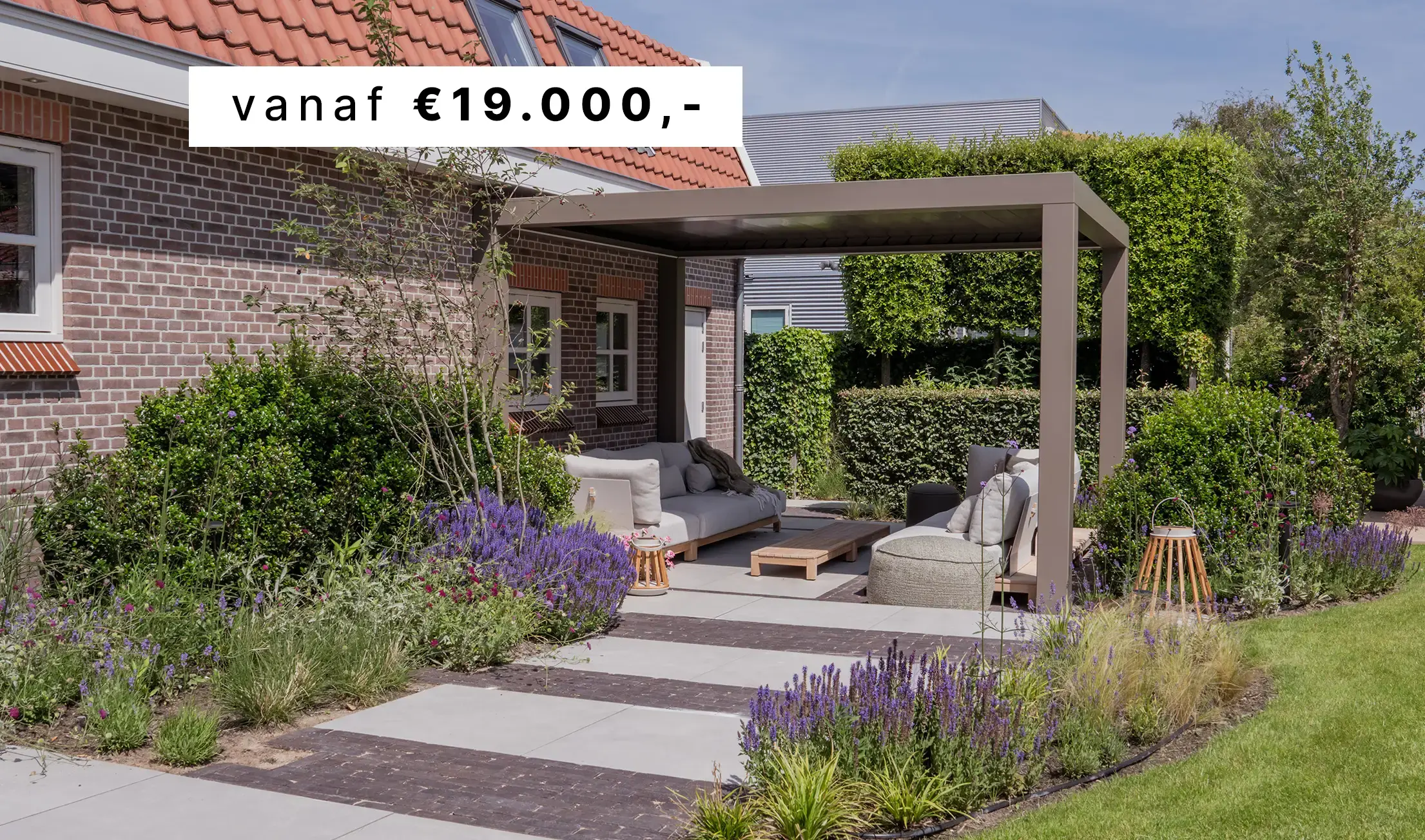 Terrasoverkapping beige met lamellen | Artino